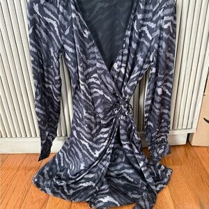 All Saints Black and Gray Long Sleeve Dress skort